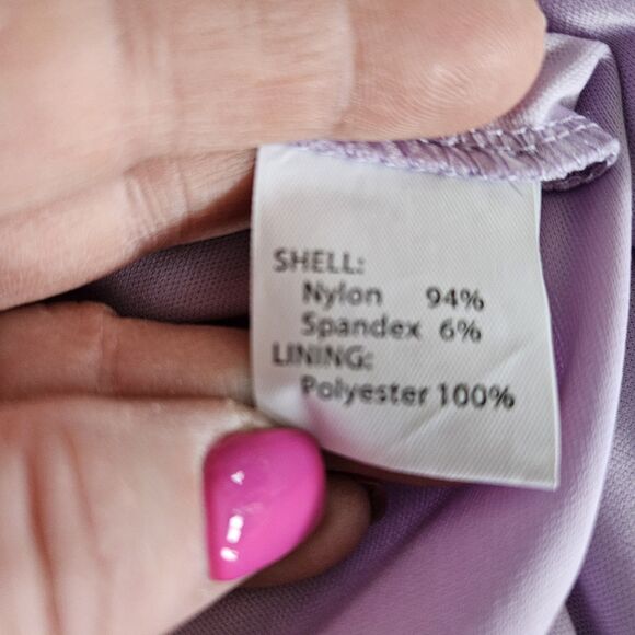 Bery Love Lilac Lace Dress Size M  Fully Lined Sleeveless V-Neck Cocktail Gown - Picture 8 of 8